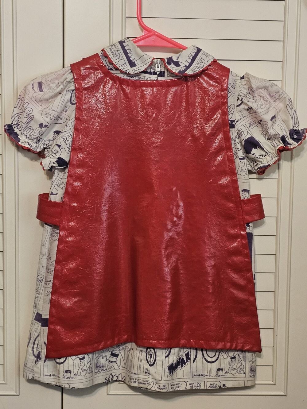 Vintage Custom Girls size 5 dress red Vinyl jumper Archie comic strip Halloween